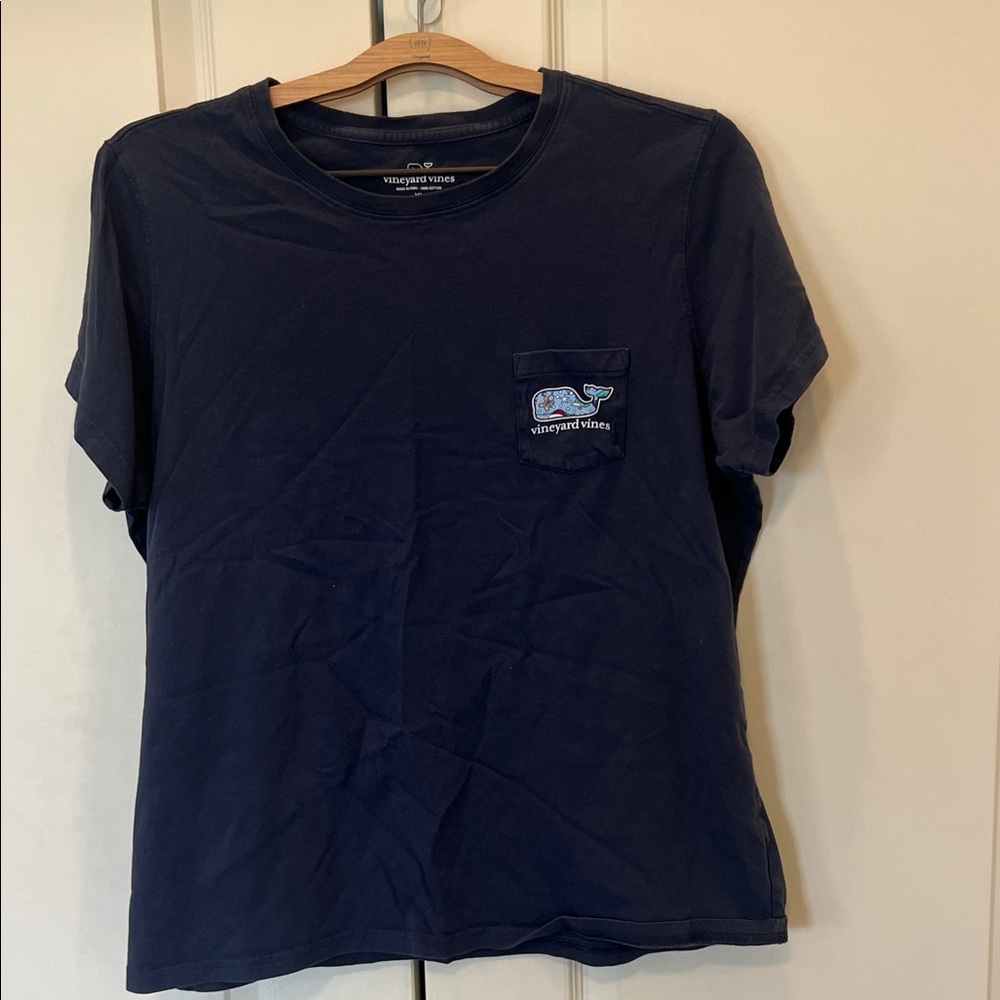 Vineyard Vines Navy Short Sleeve Pocket Tee with Whale Patch